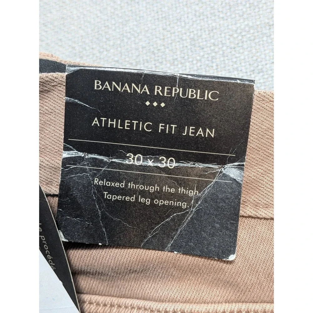 Banana Republic Mens 30x30 Athletic Fit Tan Brown Stretch Denim Jeans Pants